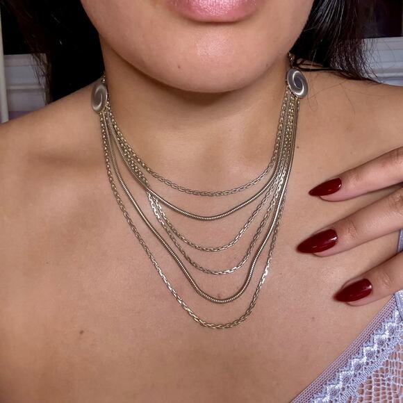 Vintage 70s / 80s gold metallic retro choker necklace - Picture 1 of 3